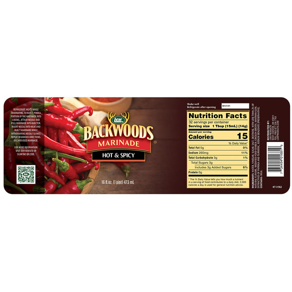 Backwoods® Hot & Spicy Marinade Label