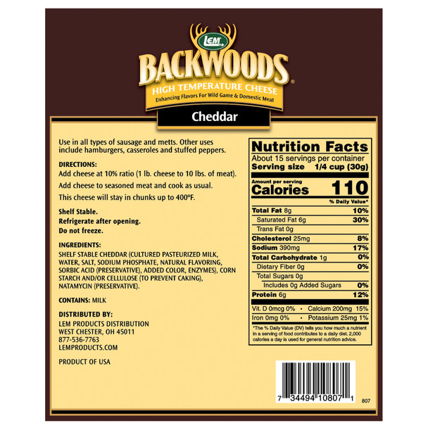 Backwoods® High-Temp Cheddar Cheese