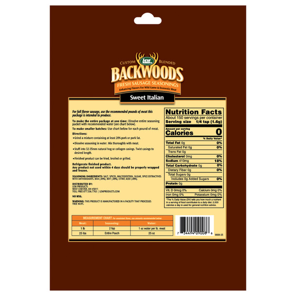 Backwoods® Sweet Italian Sausage Seasoning 25lb Back