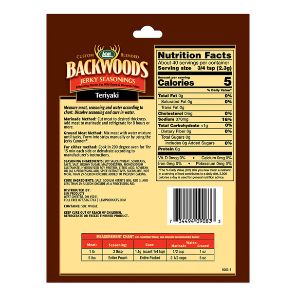 Backwoods® Teriyaki Jerky Seasoning 25lb Back