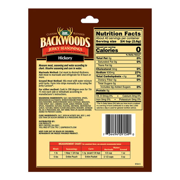 Backwoods® Hickory Jerky Seasoning Backside 5lbs