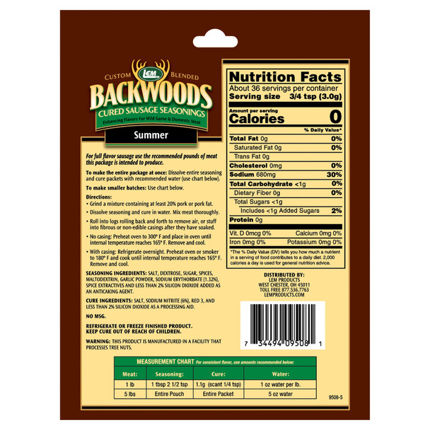 Backwoods® Summer Sausage Seasoning 5lb Back