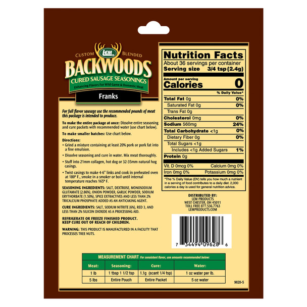 Backwoods® Franks Seasoning Back